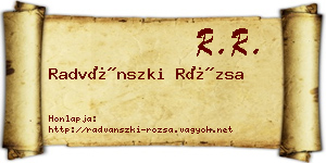 Radvánszki Rózsa névjegykártya